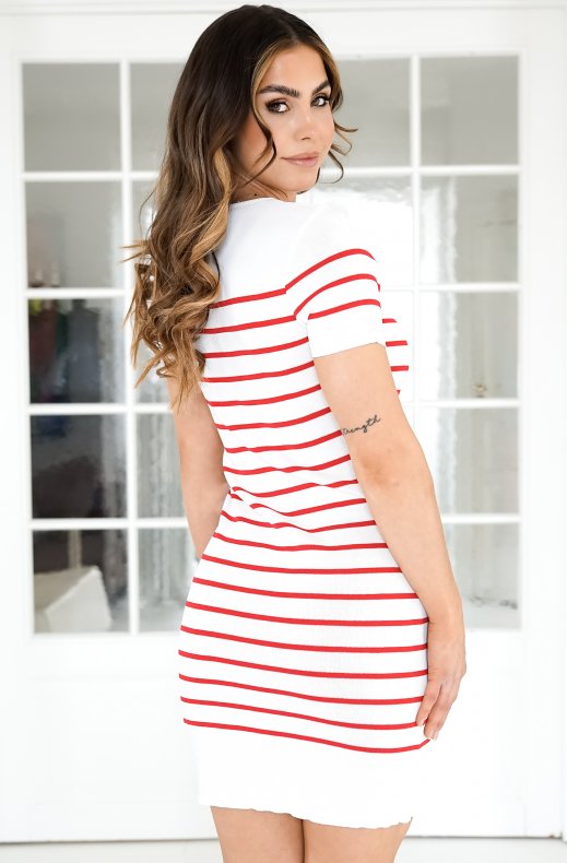Mixed Brands - Alma Stiped Dress - white red