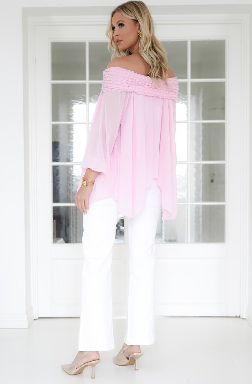 Mixed Brands - Smocked Chiffon Top 9389 - Pink