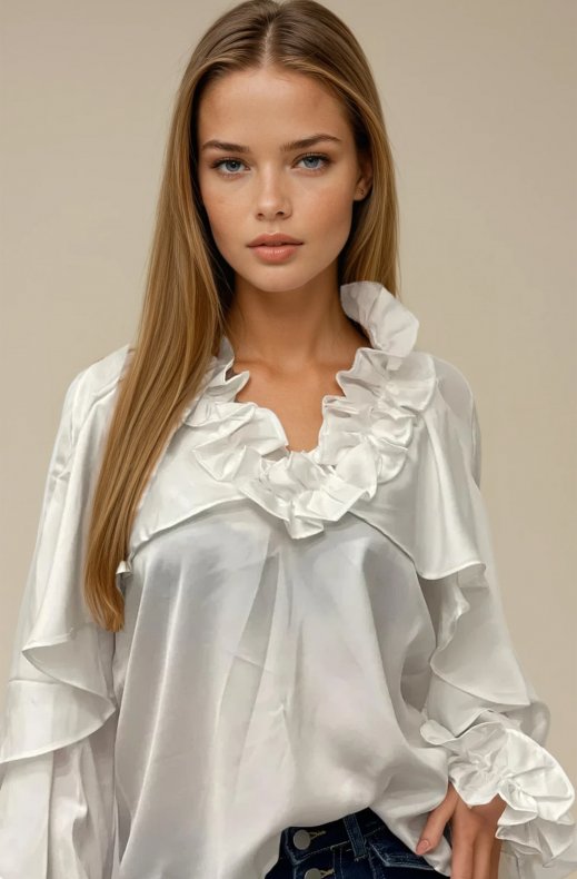 Mixed Brands - Blouse ruffle 9674 - White