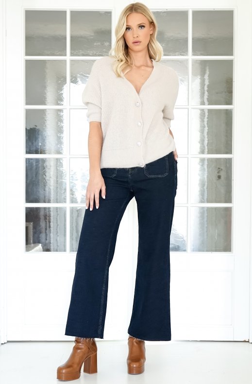 Mixed Brands - Button-up Cardigan Short Sleeve - Beige