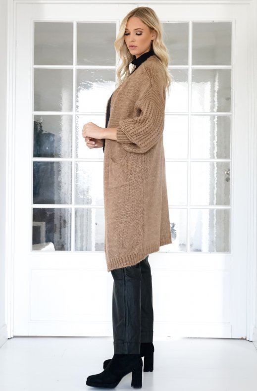 Mixed Brands - Oversized knit cardigan with pockets - Camel