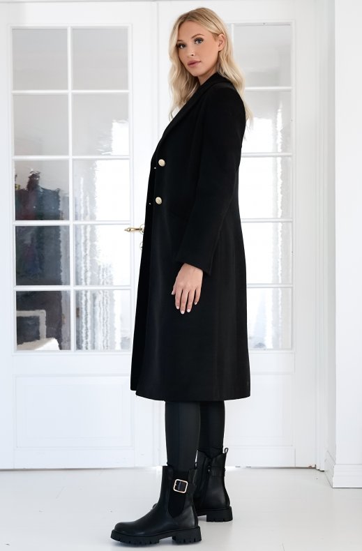 Mixed Brands - Long coat with gold buttons 2871 - Black