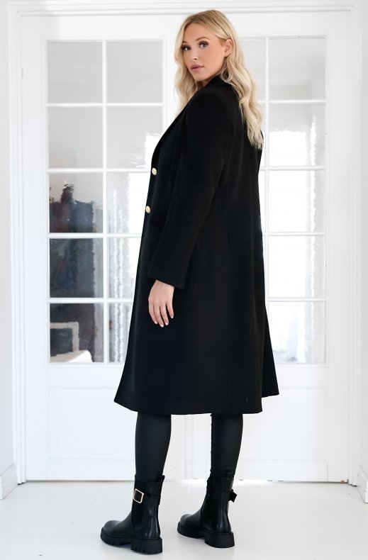 Mixed Brands - Long coat with gold buttons 2871 - Black