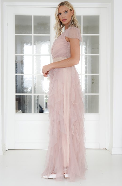 Mixed Brands - Tulle Dress Maxi Asymmetric 19831 - Pink