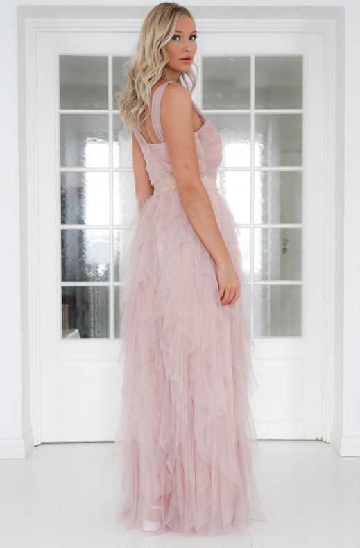 Mixed Brands - Tulle Dress Maxi Asymmetric 19831 - Pink