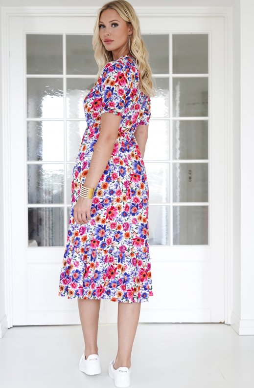 Mixed Brands - Dress 2343-4 - Blue Pink Flower