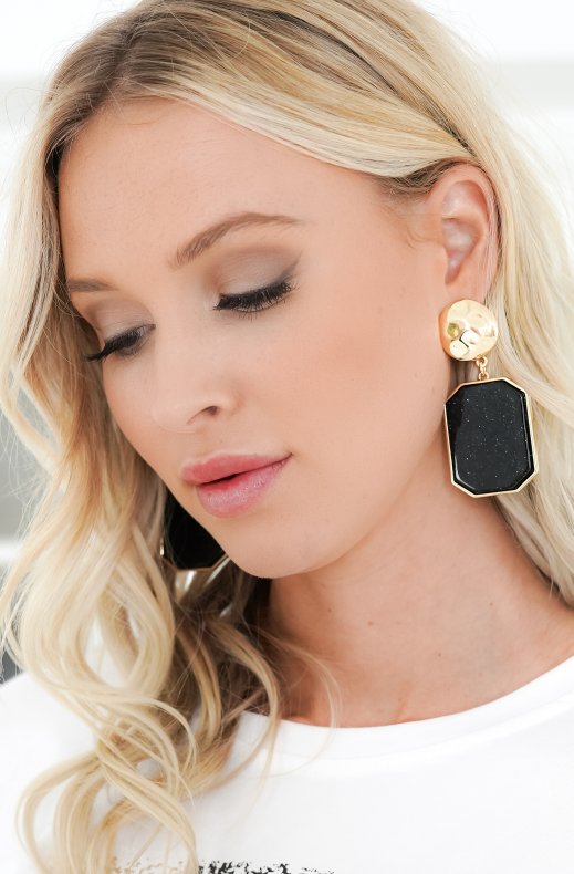  Mixed Brands - Earring with Stone 666-900 - Black Gold