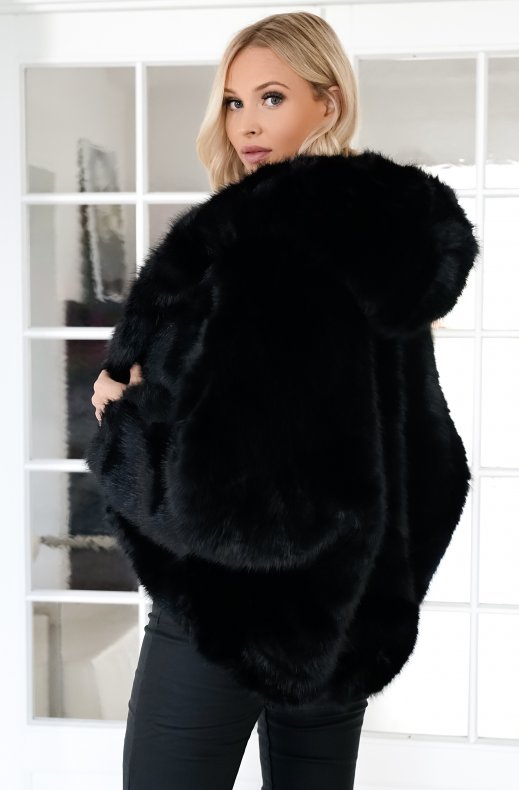 Mixed Brands - Fake fur jacket with hood M08 - Black