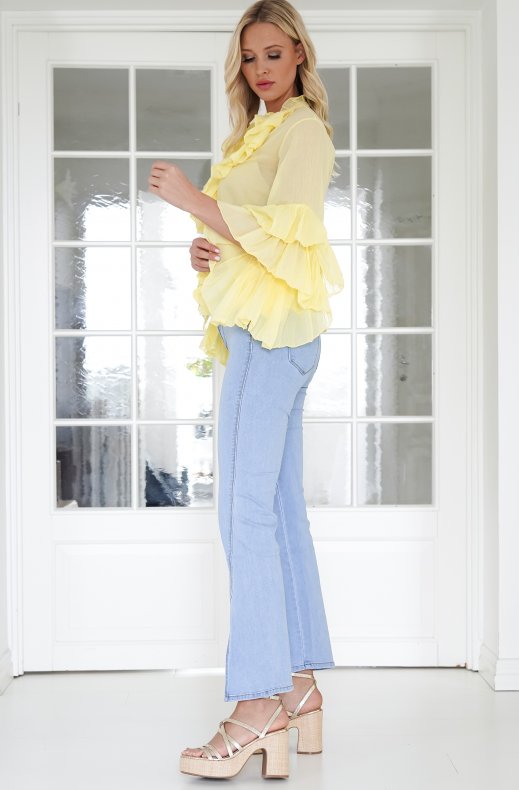 Mixed Brands - Flared Jeans with slit 4802 - Light Blue