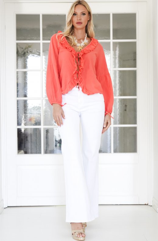 Mixed Brands - Frill Viskos Blouse 6406 - Coral