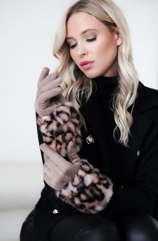 Mixed Brands - Gloves with Faux Fur Leo 12051 - Taupe