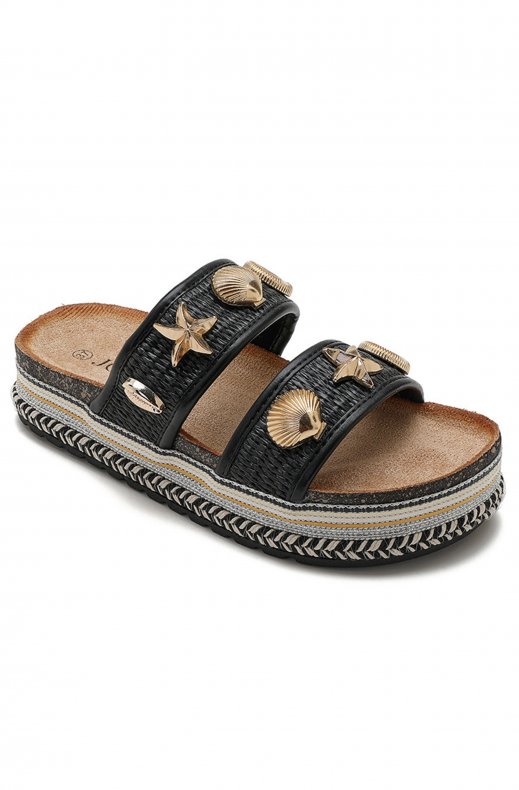 Mixed Brands - Sandal with Seashells S6-262 - Black