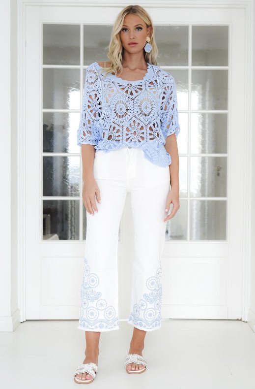 Mixed Brand - Embroidered Jeans 4531 - White