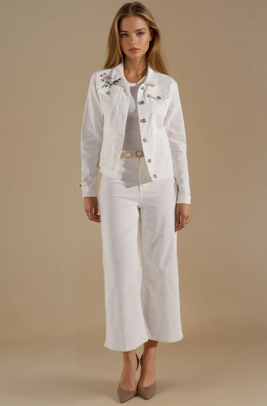 Mixed Brands - Embroidered Denim Jacket DC462 - White