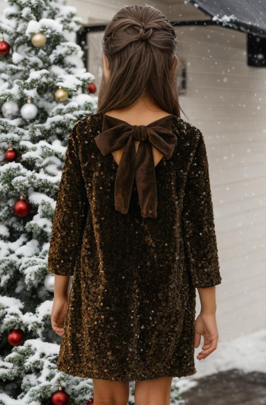 Mixed Brands - Children's Dress Sequins 3281A - Choco