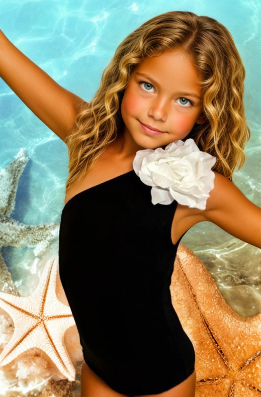 Mixed Brands - Kids off shoulder swimsuit 24F023 - Black