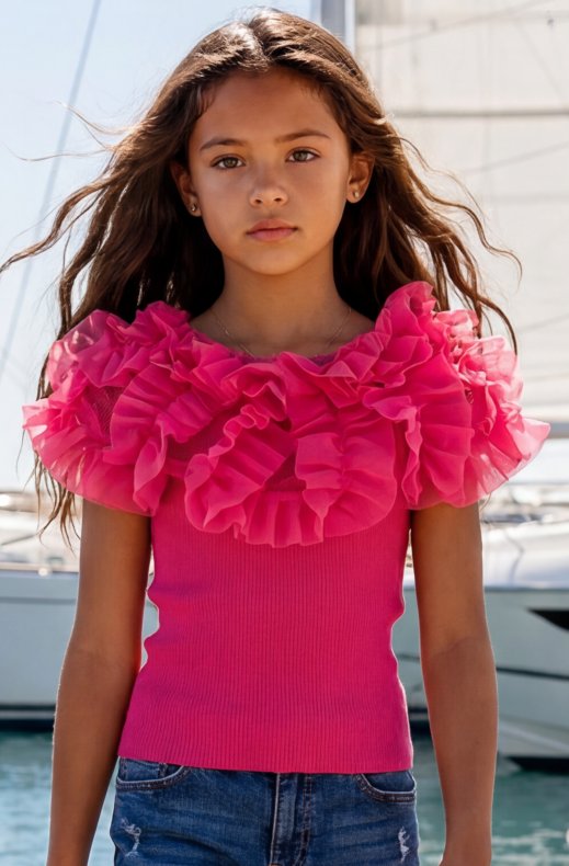 Mixed Brands - Top with Ruffles 24F036 - Fuschia