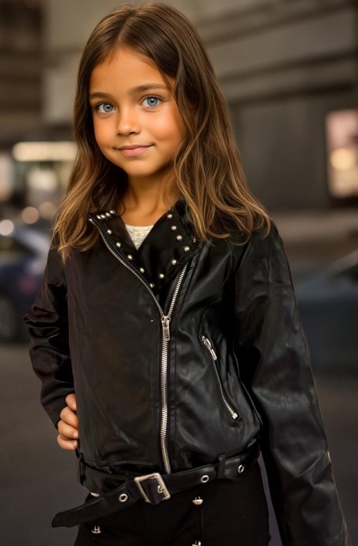 Mixed Brands Kids - Vegan leather Biker with studs -23F102P - Black