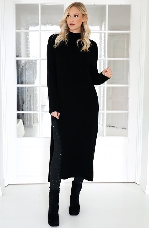 Mixed Brands - Knitted dress with slit 3006 - Black