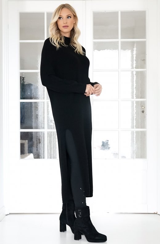 Mixed Brands - Knitted dress with slit 3006 - Black