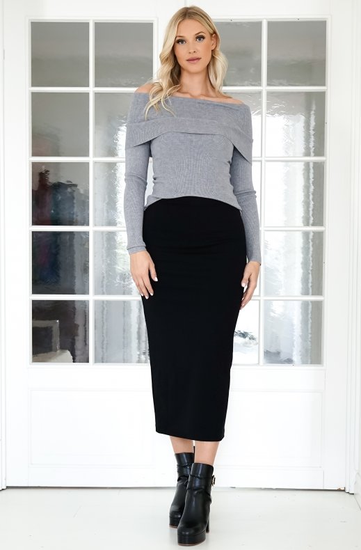 Mixed Brands - Offshoulder knitted top 9018 - Grigio