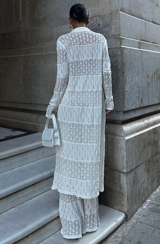 Mixed Brands - Two piece Knit set Pant and Kimono 12411 - Ecru