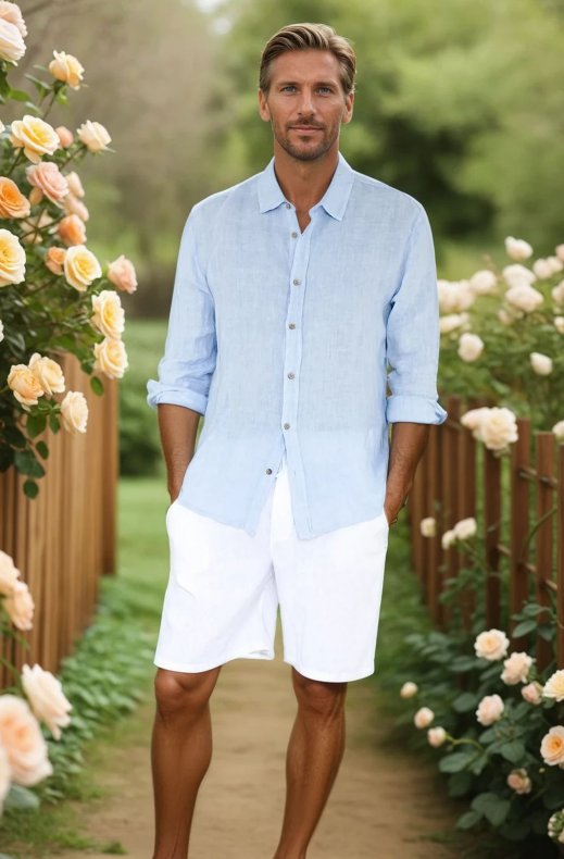 Mixed Brands - Linen shirt 3008 - Celeste