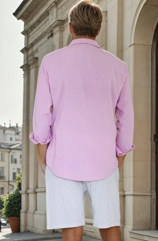 Mixed Brands - Cotton Linen Shirt KZ-052 - Rose