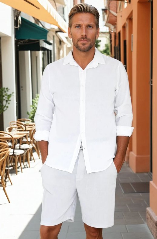 Mixed Brands - Cotton Linen Shirt KZ-052 - White