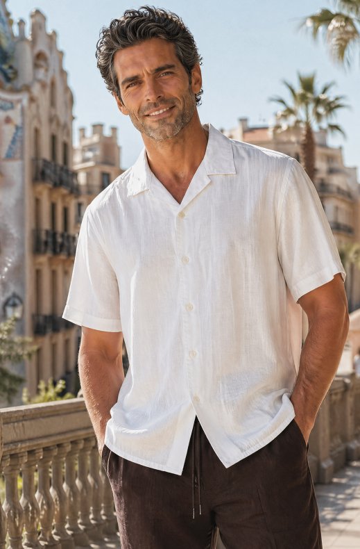 Mixed Brands - Short Sleeve Linen Shirt 2716 - White