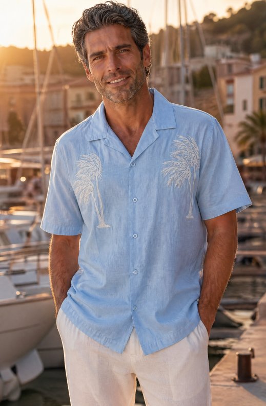 Mixed Brands - Shirt with Palms IMP7826 - Blue