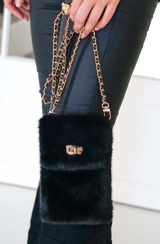 Mixed Brands - Mobile Bag Faux Fur 0808 - Black