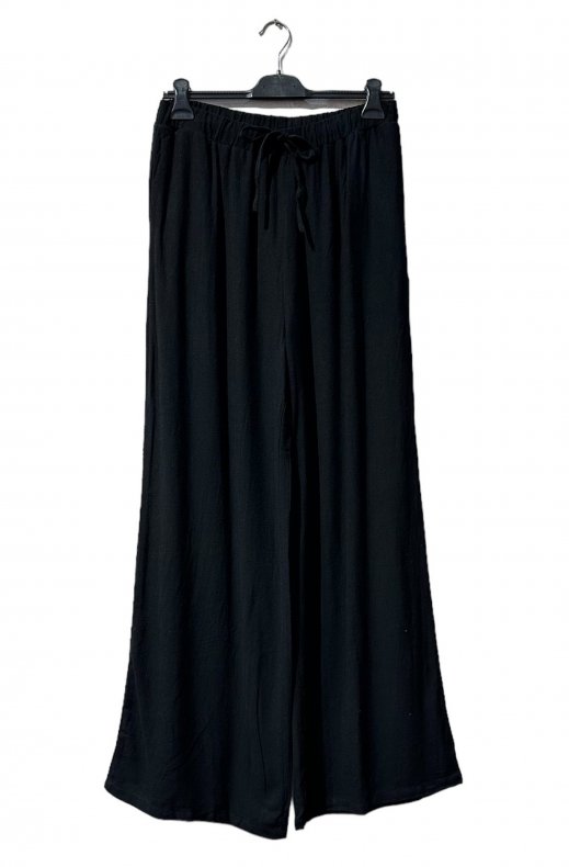 Mixed Brands - Cotton Linen Wide plus size trousers AC495 - Black