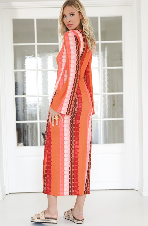 Mixed Brands - Long Printed Dress 6758 - Fuchsia