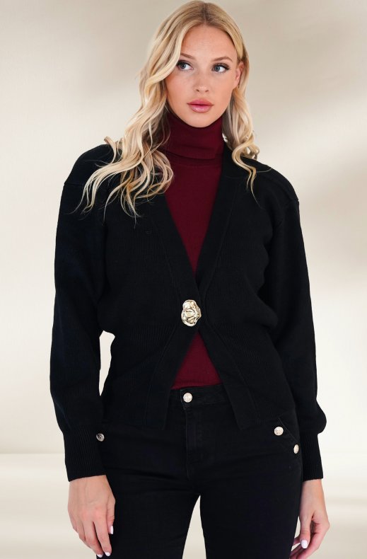 Mixed Brands - V-neck pullover with button TL225 - Black