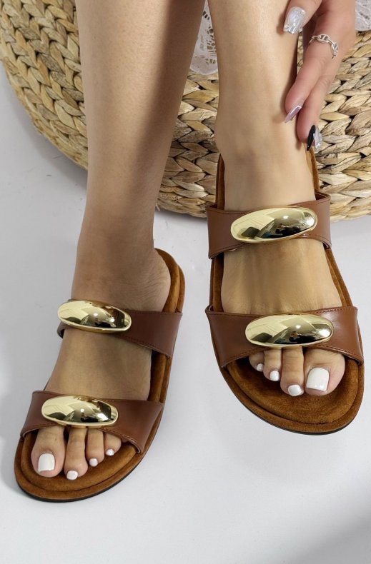 Mixed Brands - Sandal with gold details 2588 - Camel