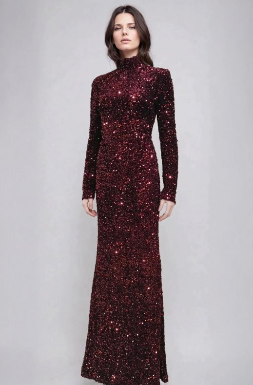 Mixed Brands - Maxi dress Sequins 23319 - Bordeaux