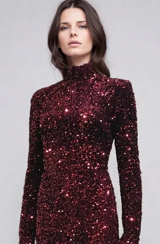 Mixed Brands - Maxi dress Sequins 23319 - Bordeaux