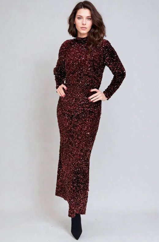 Mixed Brands - Maxi dress Sequins 23319 - Bordeaux