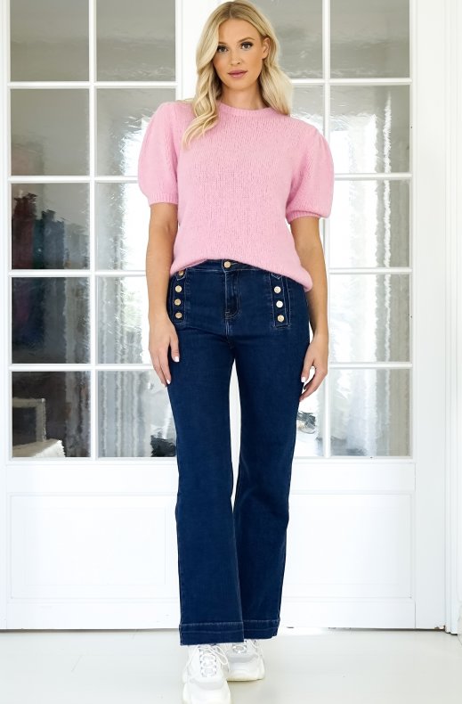 Mixed Brands - Short Sleeve Fluffy Sweater - Light Pink