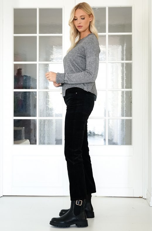 Mixed Brands - Flared velour pant H2741 - Black