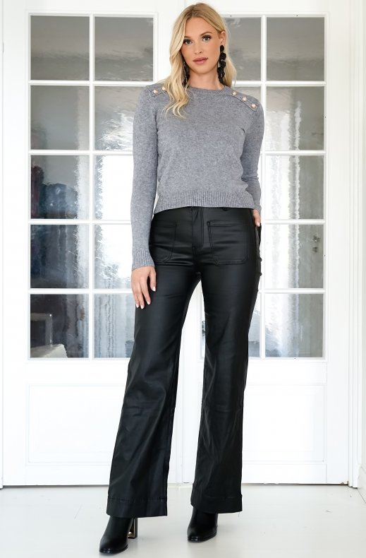 Mixed Brands - Sweater roundneck with buttons 6073 - Grigio Medio