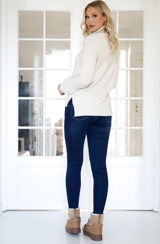 Mixed Brands - Sweater with faux fur 7011 - Panna