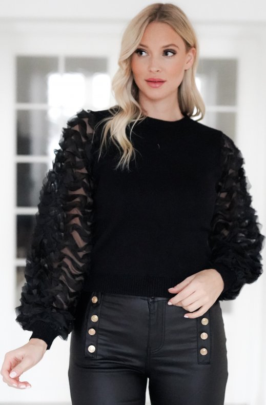 Mixed Brands - Sweater with gorgeous sleeves 9008 - Black