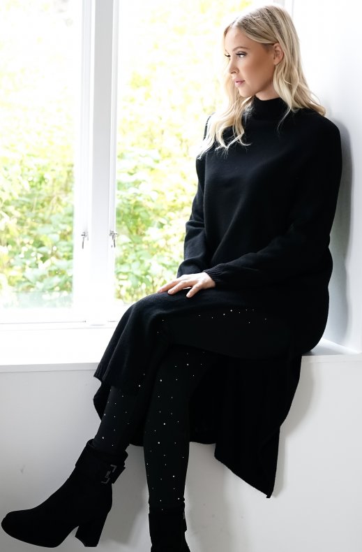 Mixed Brands - Knitted dress with slit 3006 - Black