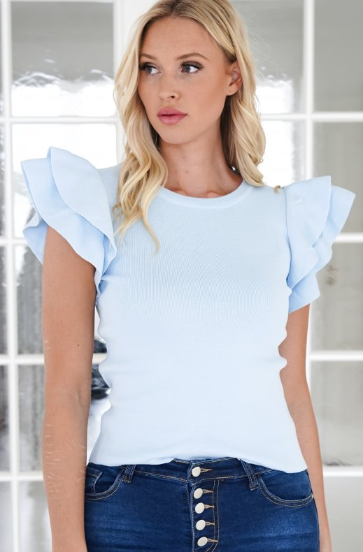 Mixed Brands - Tshirt with frills 2169 - Light Blue