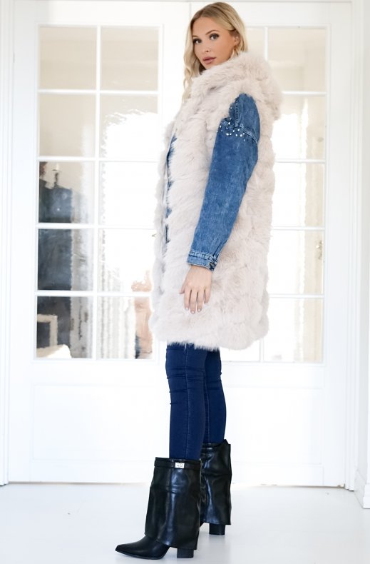 Mixed Brands - Longer Vest Fake Fur F40814 - Beige