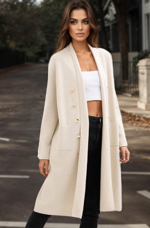 Mixed Brands - Coat with gold buttons YS9597 - Ivory
