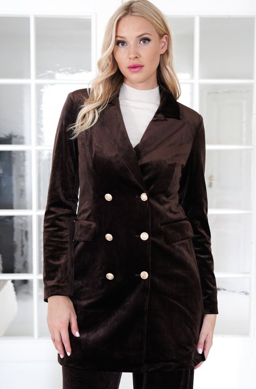 Mixed Brands - Velvet Dress Blazer 2020 - Dark Brown