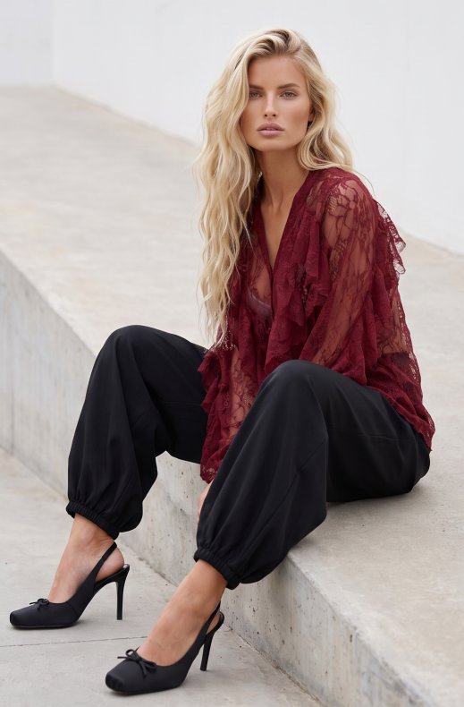 Mixed Brands - Lace Blouse 0977 - Burgundy